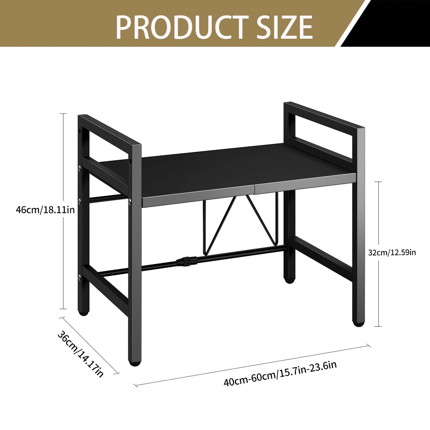 Expandable Kitchen Storage Rack – Countertop Organizer for Microwave & Kitchen Essentials