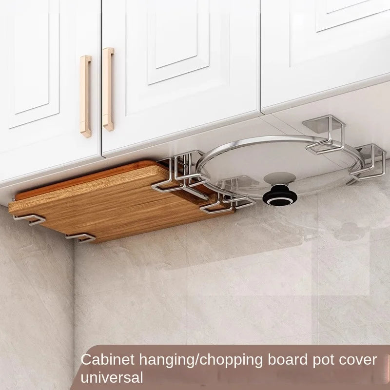 Expandable Cabinet Pot Lid & Cutting Board Organizer – Under Cabinet Kitchen Storage Rack