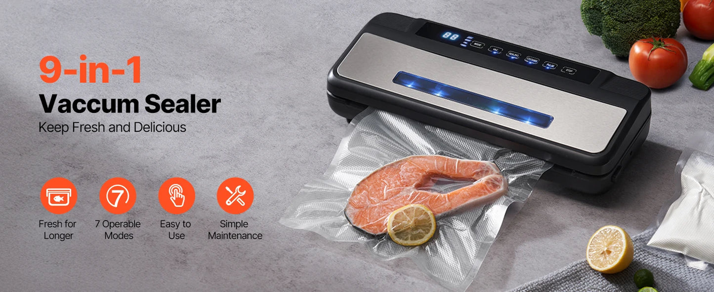 120W Automatic Vacuum Food Sealer Machine – Fresh Food Preservation System. 7-in-1
