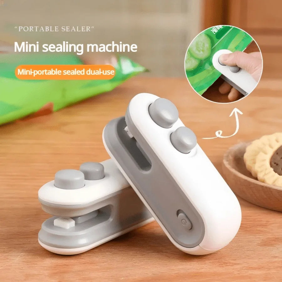 Mini USB Rechargeable Bag Sealer – Portable Food Storage Heat Sealing Machine. Sealing & Cutting 2-In-1, Comes With Potato Chip Cutter.