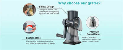 LMETJMA 3 in 1 Rotary Cheese Grater Versatile