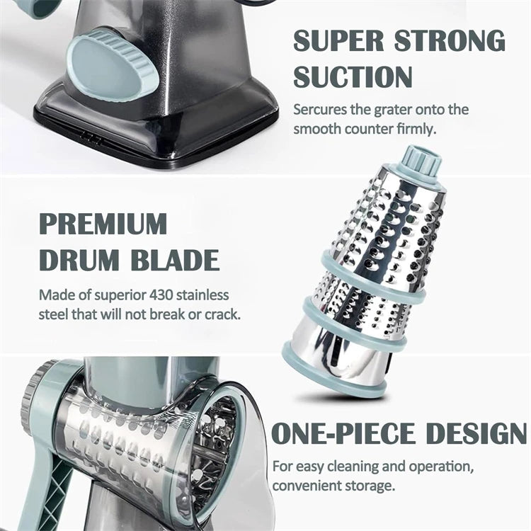LMETJMA 3 in 1 Rotary Cheese Grater Versatile