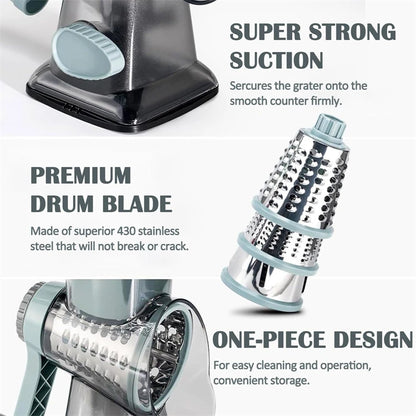 LMETJMA 3 in 1 Rotary Cheese Grater Versatile