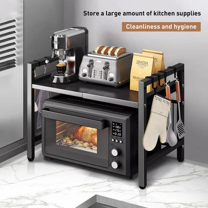 Expandable Kitchen Storage Rack – Countertop Organizer for Microwave & Kitchen Essentials