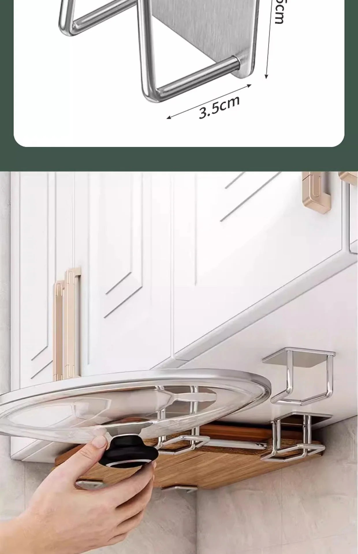 Expandable Cabinet Pot Lid & Cutting Board Organizer – Under Cabinet Kitchen Storage Rack