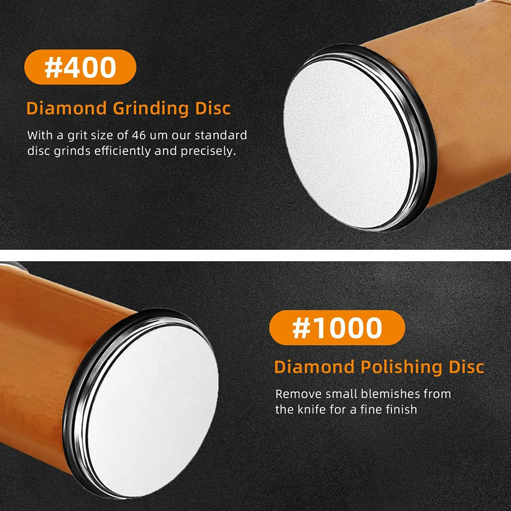 Premium Rolling Knife Sharpener – Double-Sided Diamond Sharpening System with 15° & 20° Magnetic Angle Guide