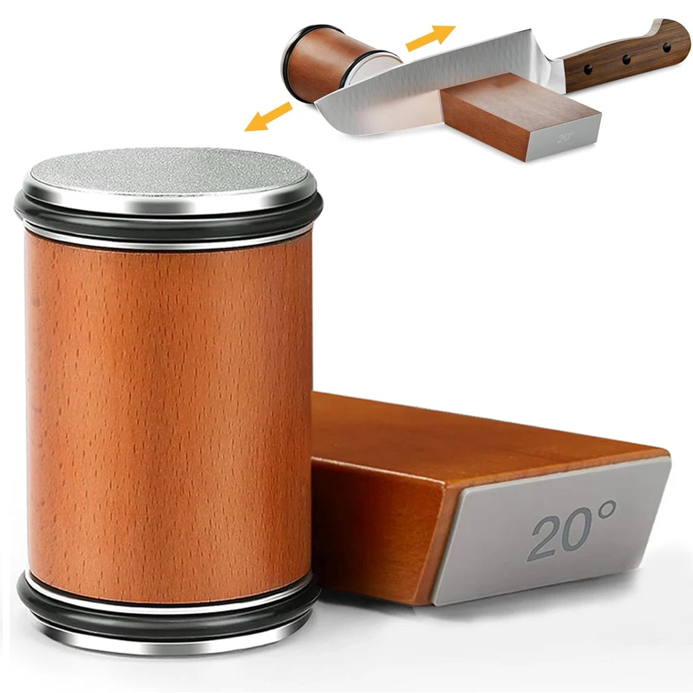 Premium Rolling Knife Sharpener – Double-Sided Diamond Sharpening System with 15° & 20° Magnetic Angle Guide