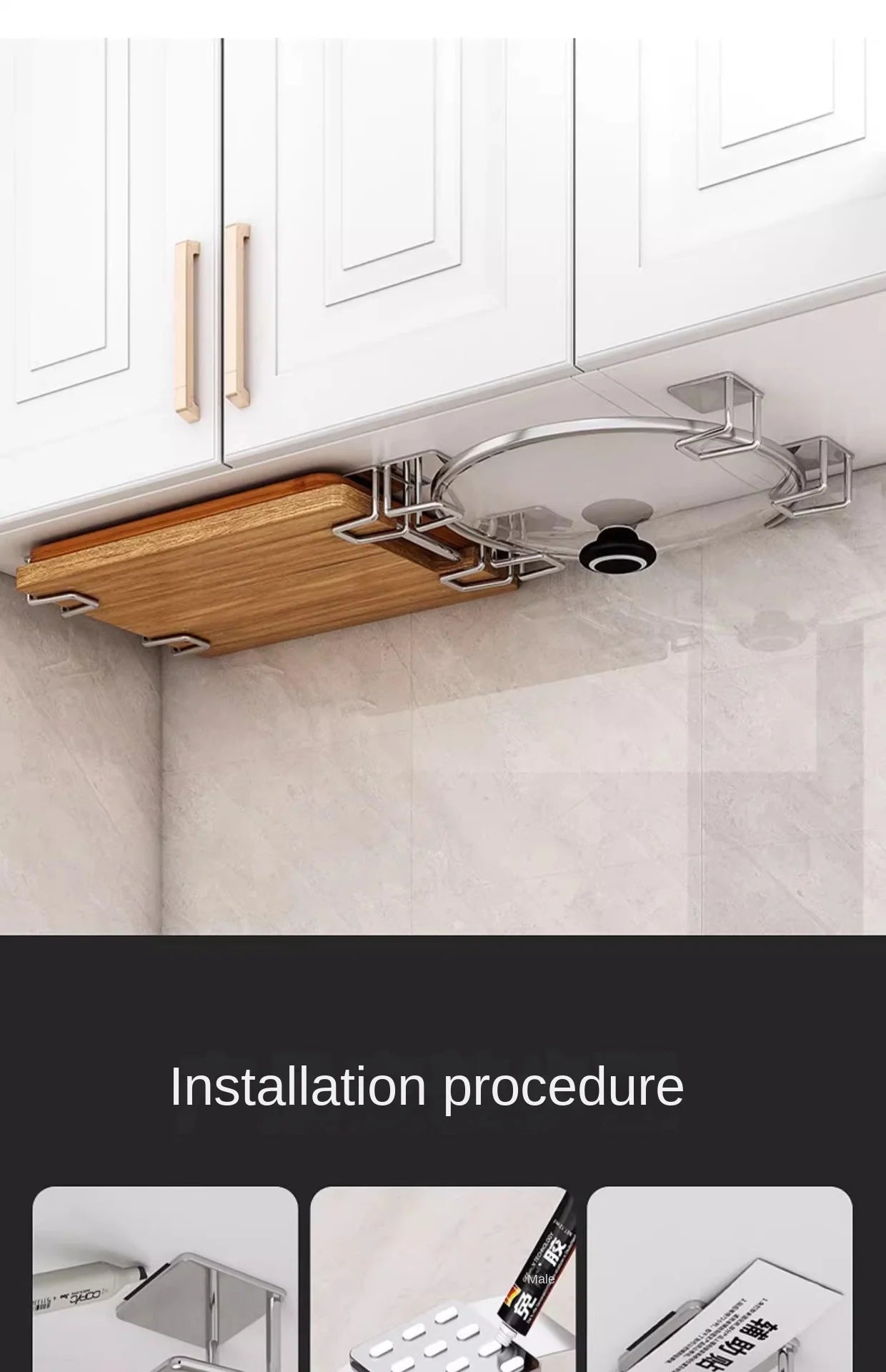 Expandable Cabinet Pot Lid & Cutting Board Organizer – Under Cabinet Kitchen Storage Rack