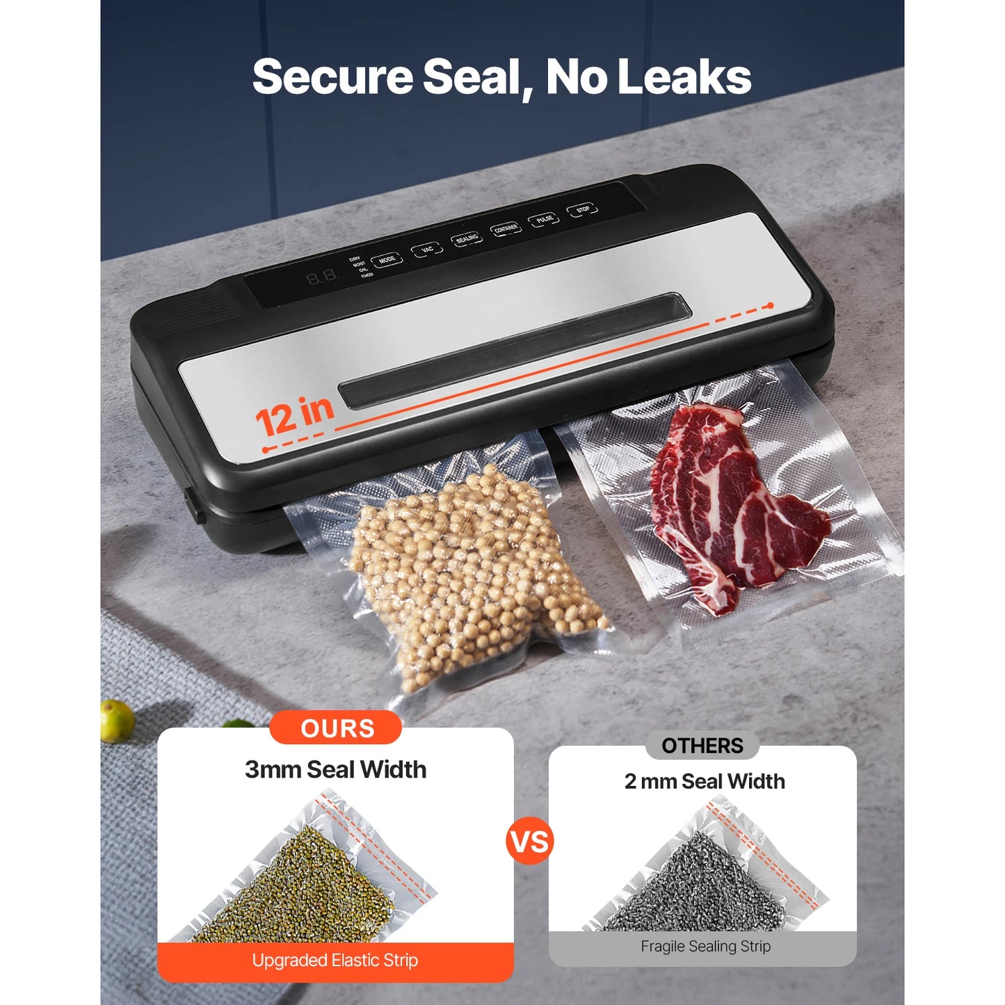 120W Automatic Vacuum Food Sealer Machine – Fresh Food Preservation System. 7-in-1