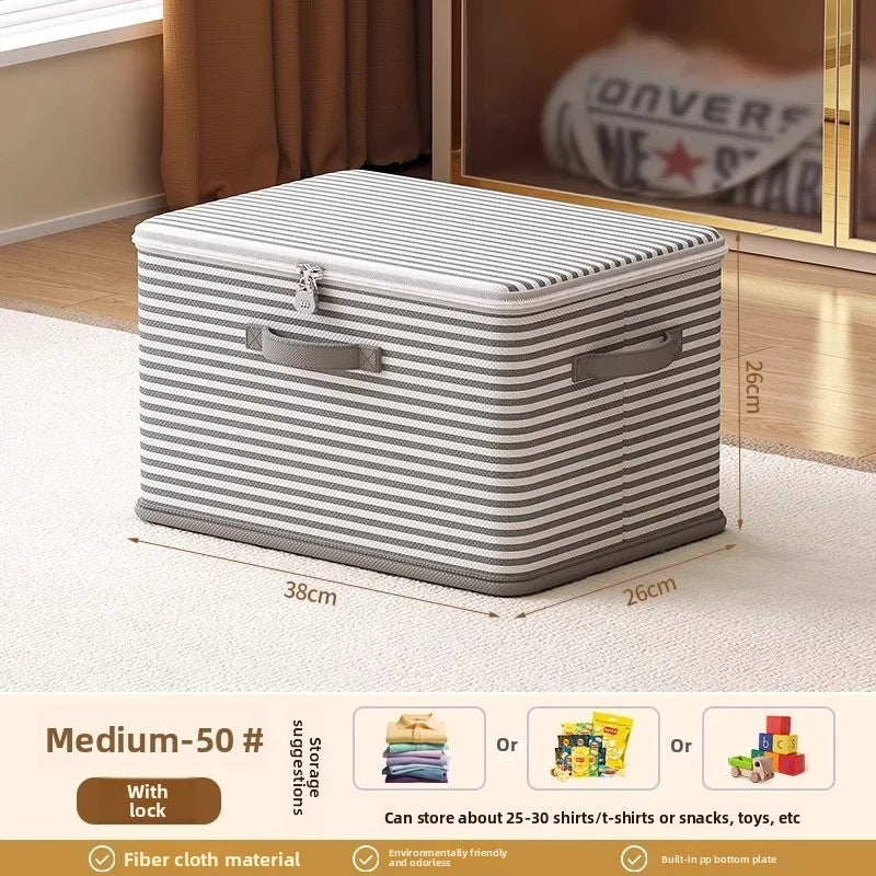 Premium Foldable Lockable Storage Box – Large Closet Organizer with Secure Lock for Clothes, Blankets & Toys