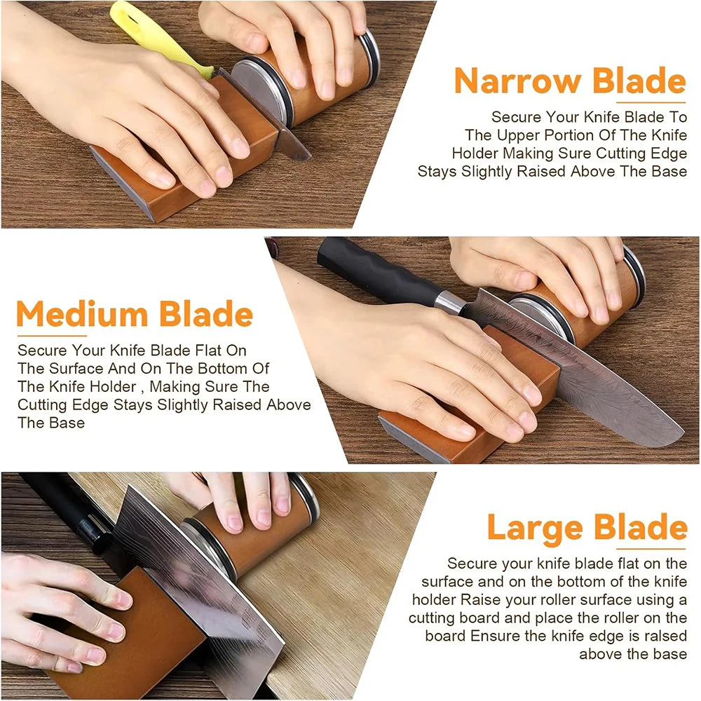 Premium Rolling Knife Sharpener – Double-Sided Diamond Sharpening System with 15° & 20° Magnetic Angle Guide