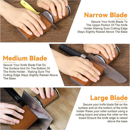 Premium Rolling Knife Sharpener – Double-Sided Diamond Sharpening System with 15° & 20° Magnetic Angle Guide