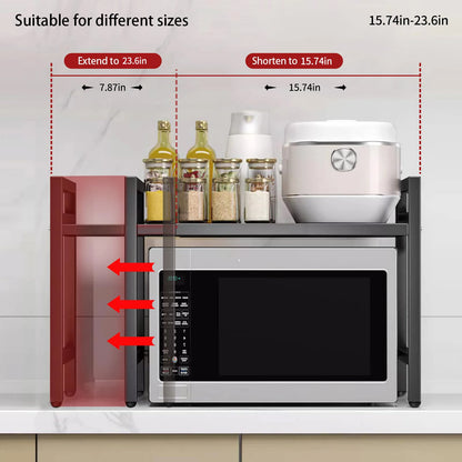 Expandable Kitchen Storage Rack – Countertop Organizer for Microwave & Kitchen Essentials