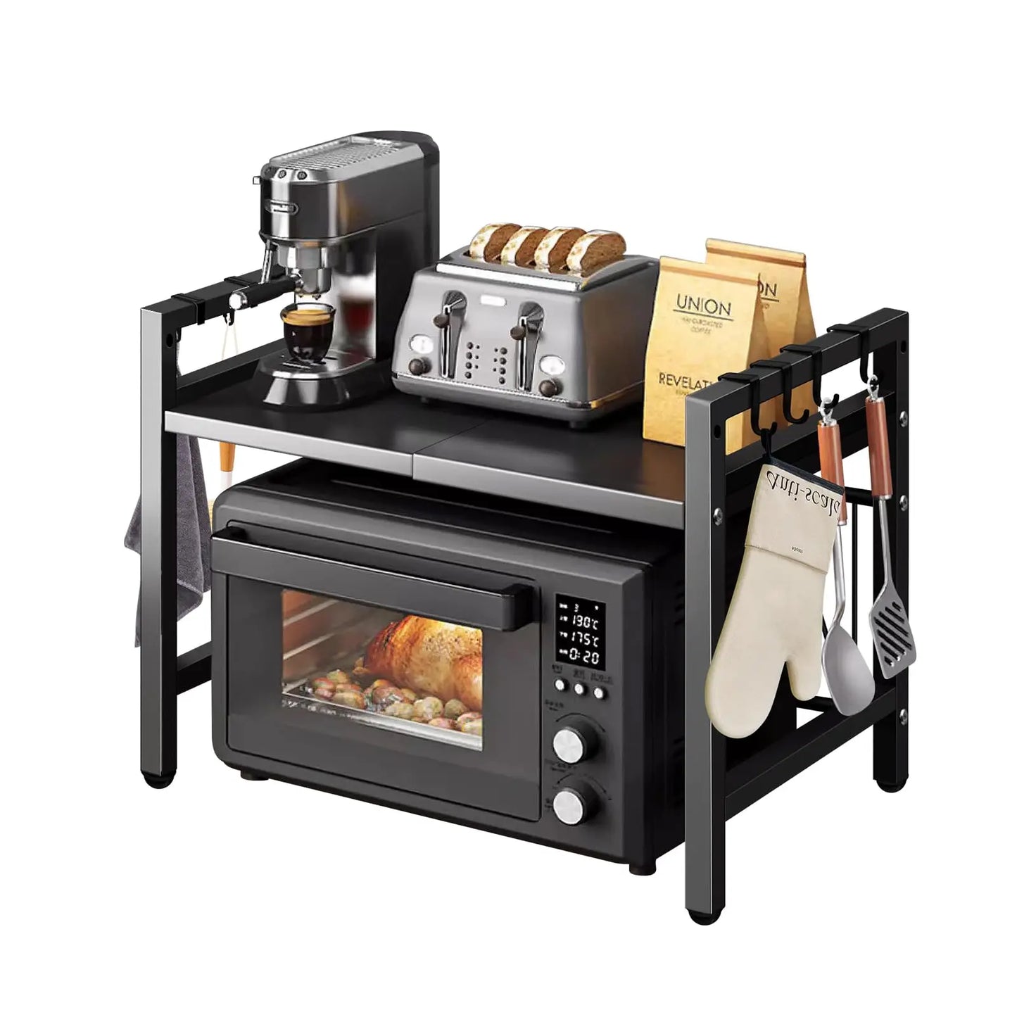 Expandable Kitchen Storage Rack – Countertop Organizer for Microwave & Kitchen Essentials