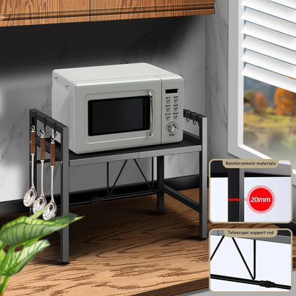 Expandable Kitchen Storage Rack – Countertop Organizer for Microwave & Kitchen Essentials