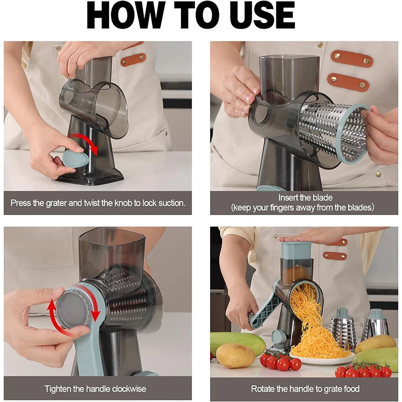 LMETJMA 3 in 1 Rotary Cheese Grater Versatile