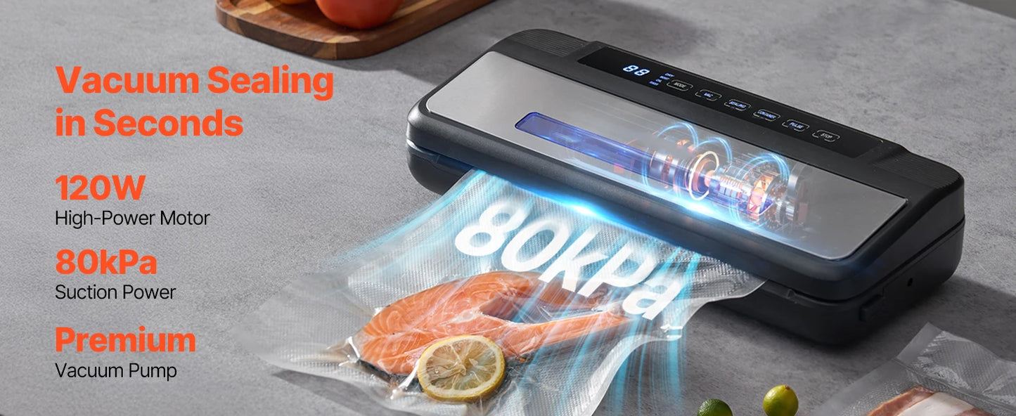 120W Automatic Vacuum Food Sealer Machine – Fresh Food Preservation System. 7-in-1