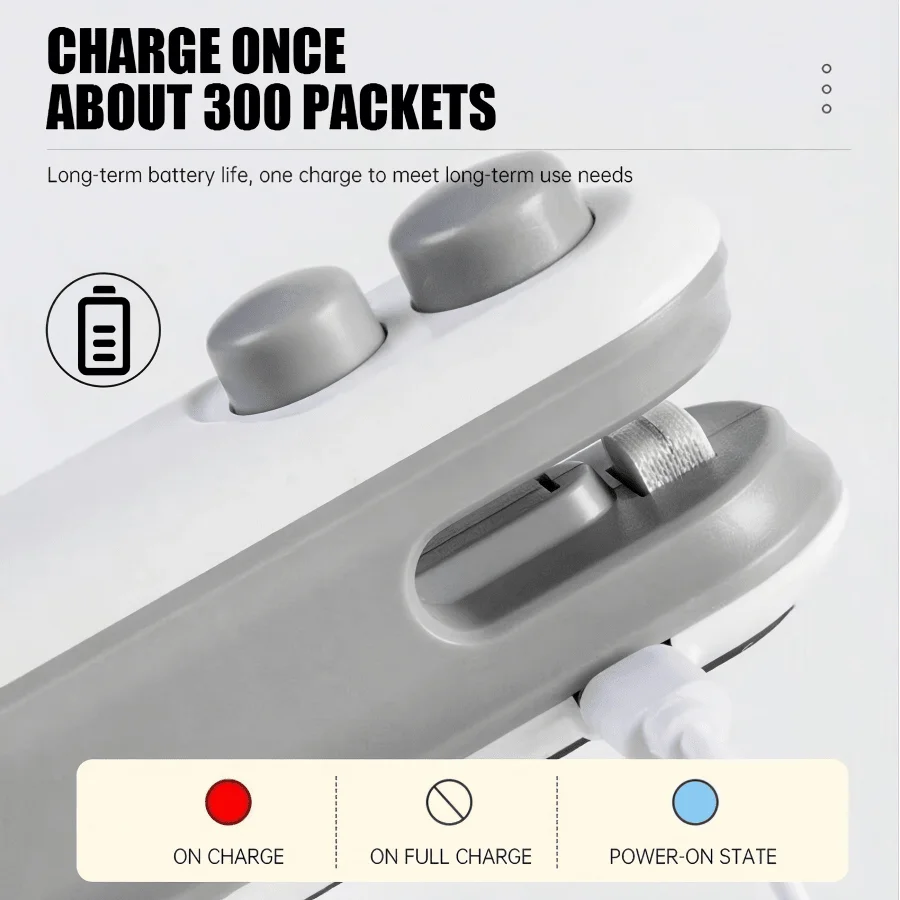 Mini USB Rechargeable Bag Sealer – Portable Food Storage Heat Sealing Machine. Sealing & Cutting 2-In-1, Comes With Potato Chip Cutter.